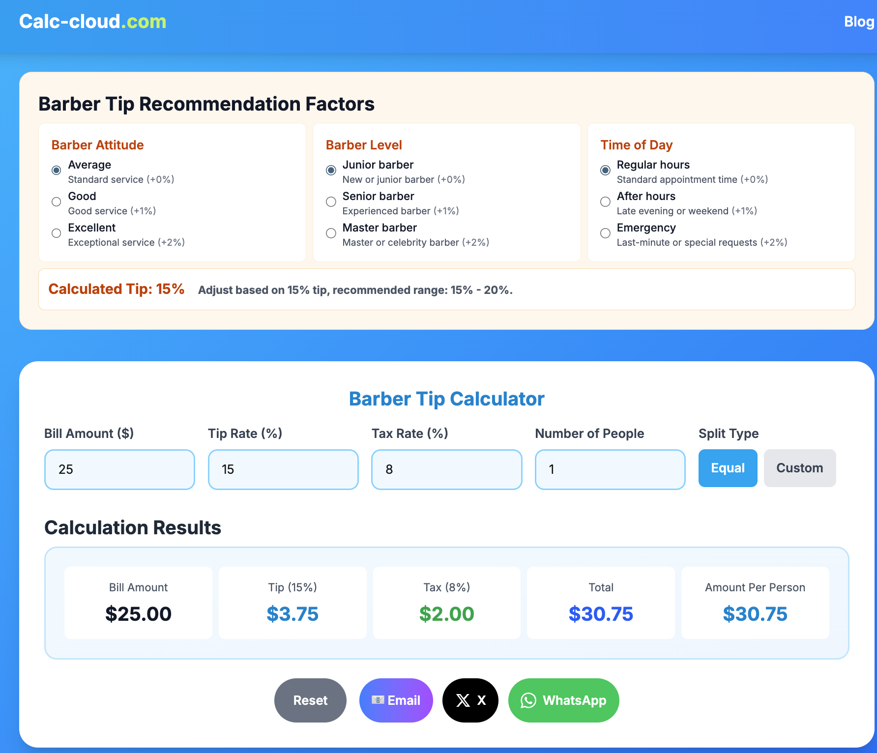 barber tip calculator