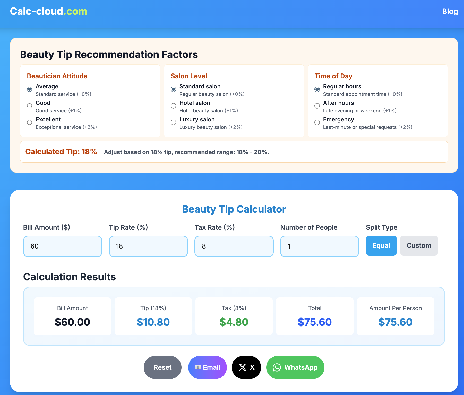 beauty tip calculator