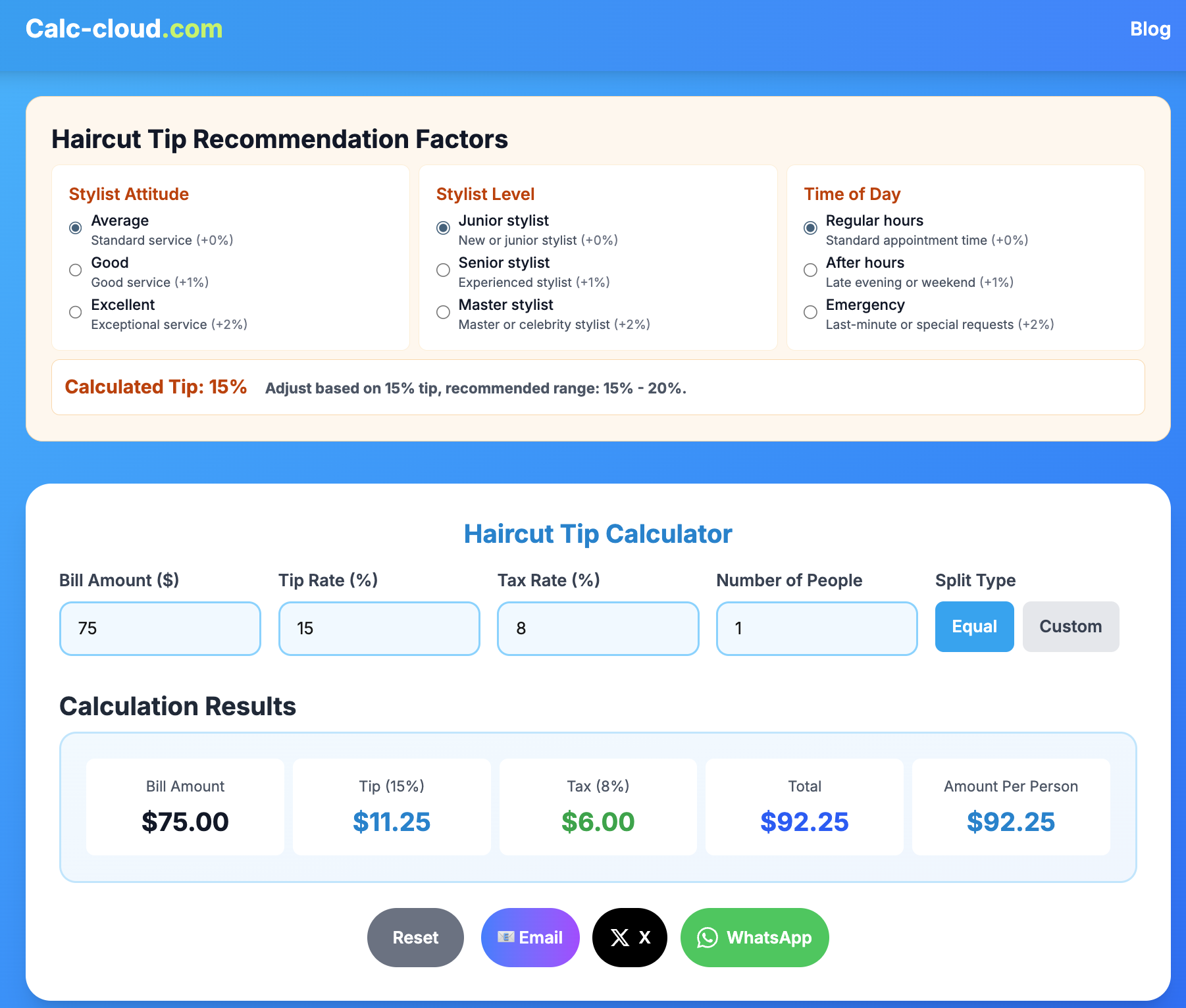 haircut tip calculator