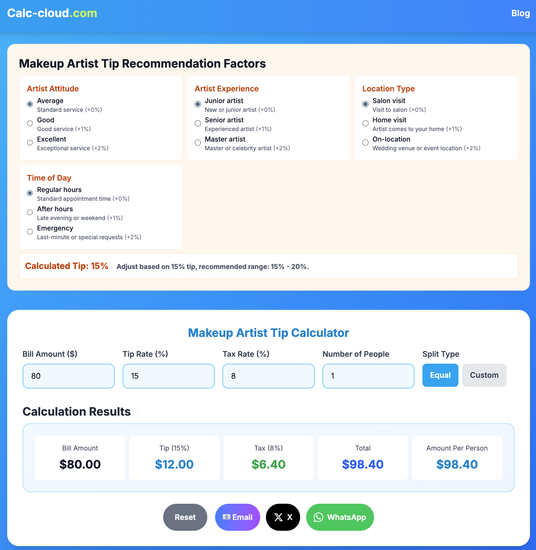 markup tip calculator